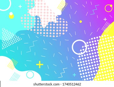El estilo Memphis. Forma geométrica. Banner moderno para publicidad. Memphis. Ilustración vectorial con círculos y triángulos.  Fondo geométrico para la postal. Diseño de banners, anuncios, sitios web.
