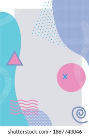 Memphis style graphics. Abstract geometric design, vector template  for reports, posters, A4 covers, front page. Part of collection.