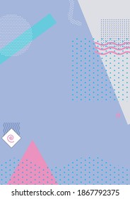 Grafiken im Stil von Memphis. Abstraktes geometrisches Design, Vektorvorlage für Berichte, Poster, A4-Cover, Titelseite. Teil der Sammlung.
