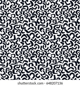 Memphis style hand drawn textured seamless pattern.Retro flavor trendy geometric elements painted with black ink brush strokes.