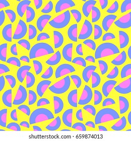 Memphis style hand drawn textured seamless pattern.Retro flavour trendy geometric elements painted with colorful ink brush strokes.