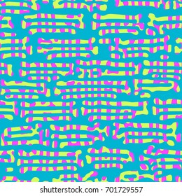 Memphis style hand drawn textured seamless pattern.Retro flavour trendy geometric elements painted with colorful ink brush strokes.