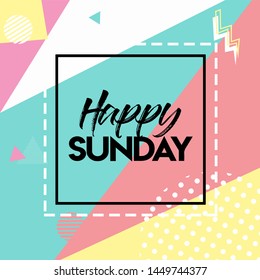 Memphis Style Happy Sunday vector art background wallpaper HD