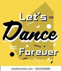Memphis Style Just Love Slogan Artwork for Apparel and Other Uses