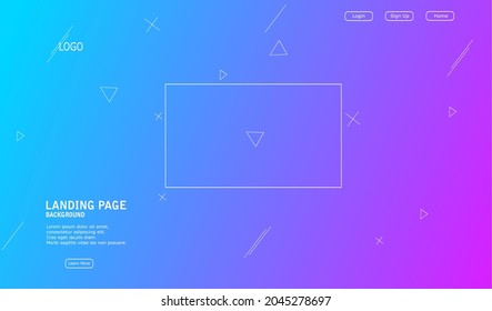 memphis style landing page background. landing page template design with memphis style. gradient background with memphis style. memphis style isolated on a gradient blue background