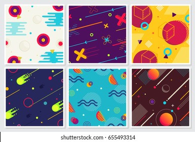 Estilo Memphis Grande Fundo Design Coleção de modelos coloridos com formas geométricas, padrões moda moderna 80's-90s. ideal para anúncio, convite, apresentação Isolado Vector ilustração