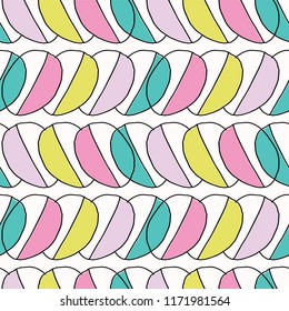 Memphis Style Leaf Oval Abstract Seamless Vector Pattern, Drawn Pop Art Doodle Illustration for On Trend Fashion Prints, Retro Stationery, Graphic Decor, Gift Wrap, Blog Backdrops, Wallpaper, Textiles