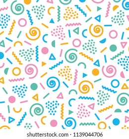 Memphis style pattern abstract background. confuse geometric and lines.colorful pattern designs nostalgic ’80s and ’90s.