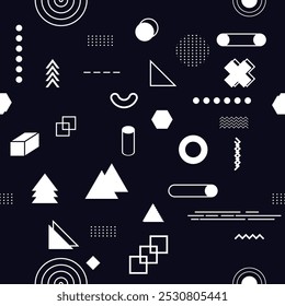 Memphis style pattern. Repeat banner. Vector illustration. Design for texture, wallpaper, cover.