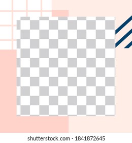 Memphis style post. Trendy abstract social media post template. Vector social layout with geometry shape, media content trendy collage illustration