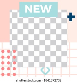 Publicación de estilo Memphis. Plantilla de publicación de nuevos medios sociales abstracta de moda. Estilo abstracto de entrada de vectores, diseño de moda ilustración web de afiches