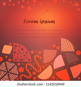 Memphis Style Poster with Geometric Shapes, Patterns and Vibrant Mesh Background. Perfect for Ad, Invitation, Presentation Header, Page, Cover. Vector EPS 10