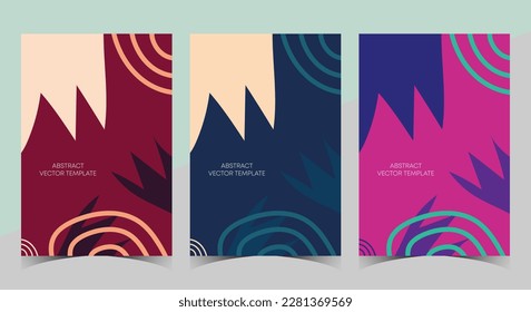 Conjunto de afiches de estilo Memphis. Fondos abstractos creativos para plantillas de medios sociales,
colores neutros para su decoración, Diseño de vectores planos de abstracto ideal para banners