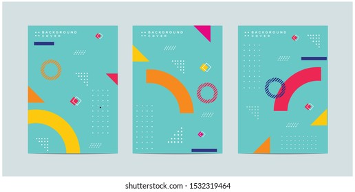 Memphis Style Poster Set. Flat style Abstract Vector Design ideal for Banner, Web, Promotion, Ad, Placard and Billboard
