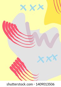 Memphis Style Poster Set. Fluid Color Backgrounds with Futuristic Elements. Flat style Abstract