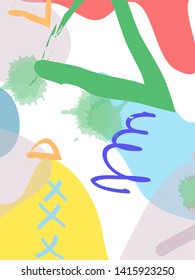 Memphis Style Poster Set. Fluid Color Backgrounds with Futuristic Elements. Flat style Abstract