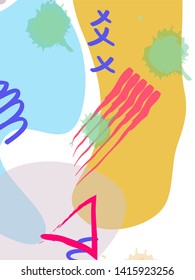 Memphis Style Poster Set. Fluid Color Backgrounds with Futuristic Elements. Flat style Abstract