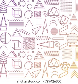 memphis style seamless pattern fashion geometric different shapes