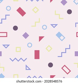 Memphis style seamless pattern, geometric vector pattern, vector background