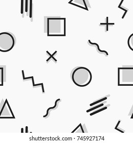 Memphis Style Seamless Pattern. Hipster trendy background. Geometric abstract texture.