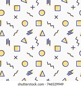 Memphis Style Seamless Pattern. Hipster trendy background. Geometric abstract texture.