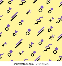 Memphis Style Seamless Pattern. Hipster trendy background.
