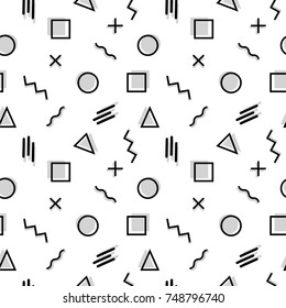 Memphis Style Seamless Pattern. Hipster trendy background.