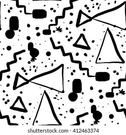 Memphis style seamless pattern. Monochrome minimalistic background. vector illustration