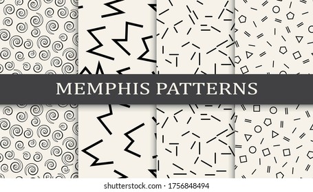 memphis style seamless pattern set