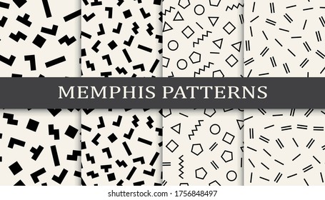memphis style seamless pattern set