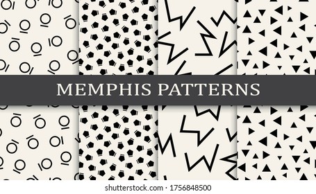 memphis style seamless pattern set