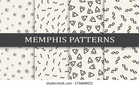 memphis style seamless pattern set