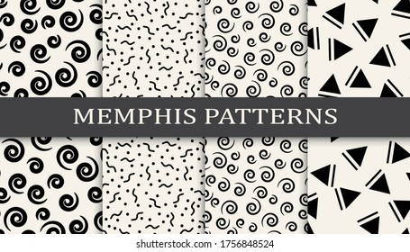 memphis style seamless pattern set