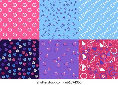 Memphis style seamless pattern set. vector illustration