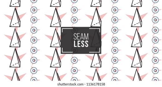 Memphis style seamless pattern with star circle and triangle stars. Modern hipster pop art design. 