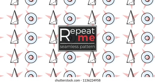 Memphis style seamless pattern with star circle and triangle stars. Modern hipster pop art design. 