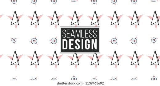 Memphis style seamless pattern with star circle and triangle stars. Modern hipster pop art design. 