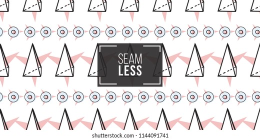 Memphis style seamless pattern with star circle and triangle stars. Modern hipster pop art design. 