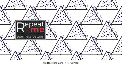 Memphis style seamless pattern with triangles with points elements. Modern hipster pop art design. 