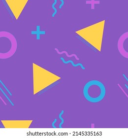 Memphis Style Seamless Pattern, Vector Graphic