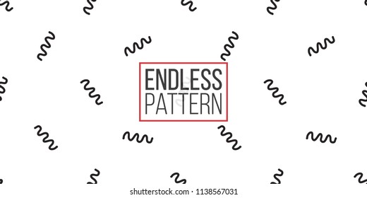 Memphis style seamless pattern with wave lines. Modern hipster pop art design. 