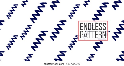 Memphis style seamless pattern with zig-zag lines. Modern hipster pop art design. 