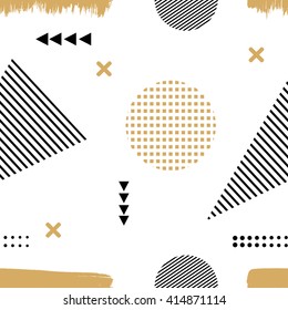 Memphis style. The Seamless texture of fabric, prints, printing. Memphis pattern with geometric design elements. Seamless illustration of abstract elements. Stock vector