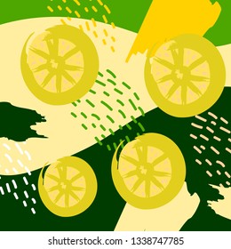 Memphis style summer fruits background