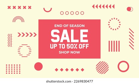 Memphis Style Trendy Geometric Shapes Banner Background Design