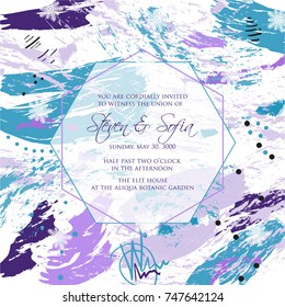 Memphis style wedding invitation