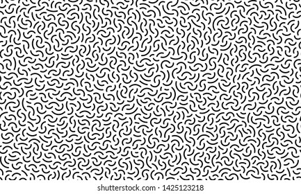 Memphis style wiggly lines with rounded ends seamless decorative pattern vector overlay texture