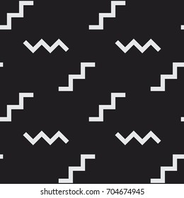Memphis style zig zag lines seamless vector pattern. Modern background texture for print, textile, fabric, wallpaper, card, poster, invitation, home decor, packaging, wrapping, and web pages.