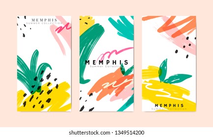 Memphis summer banner collection vector