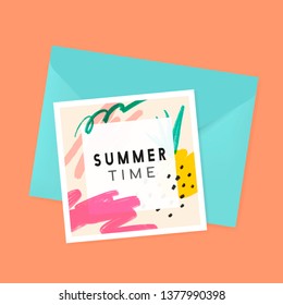 Memphis summer card design vector